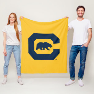 Cal Blue C With Bear Fleece Blanket