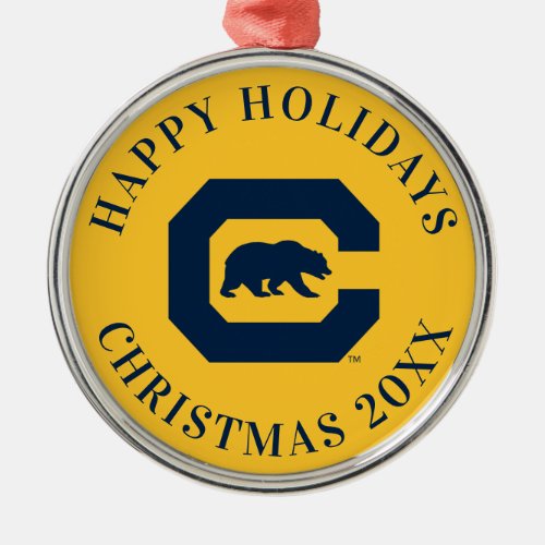 Cal Blue C With Bear Metal Ornament