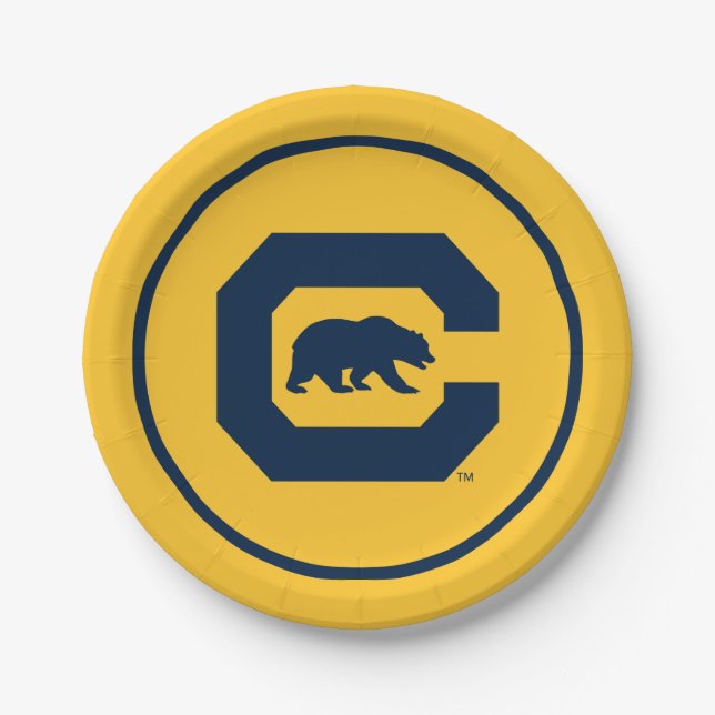 Cal Blue C With Bear Paper Plates (Front)