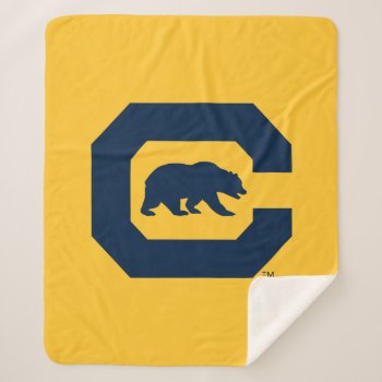 Cal Blue C With Bear Sherpa Blanket by ucberkeley at Zazzle