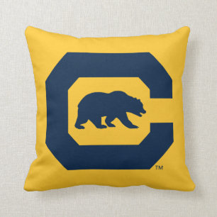 Cal Blue C With Bear Throw Pillow