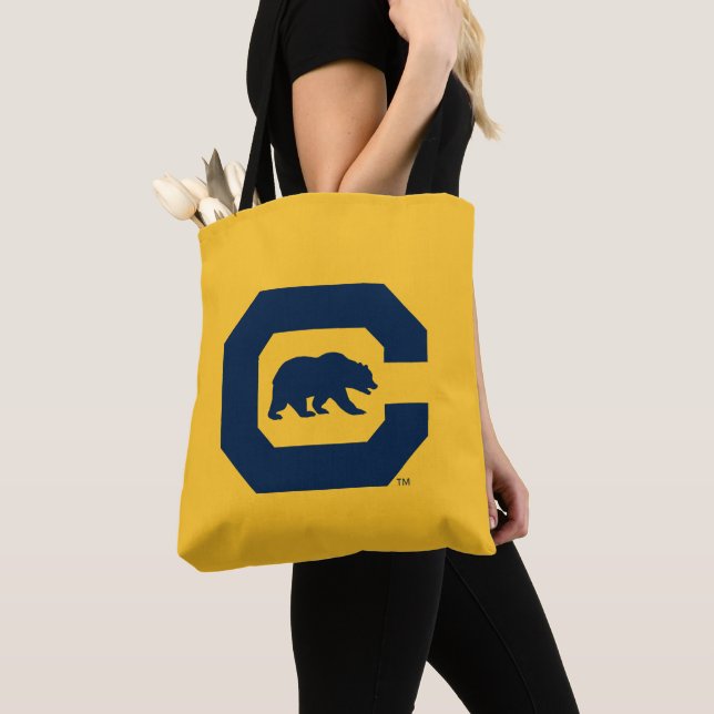 Cal Blue C With Bear Tote Bag (Close Up)
