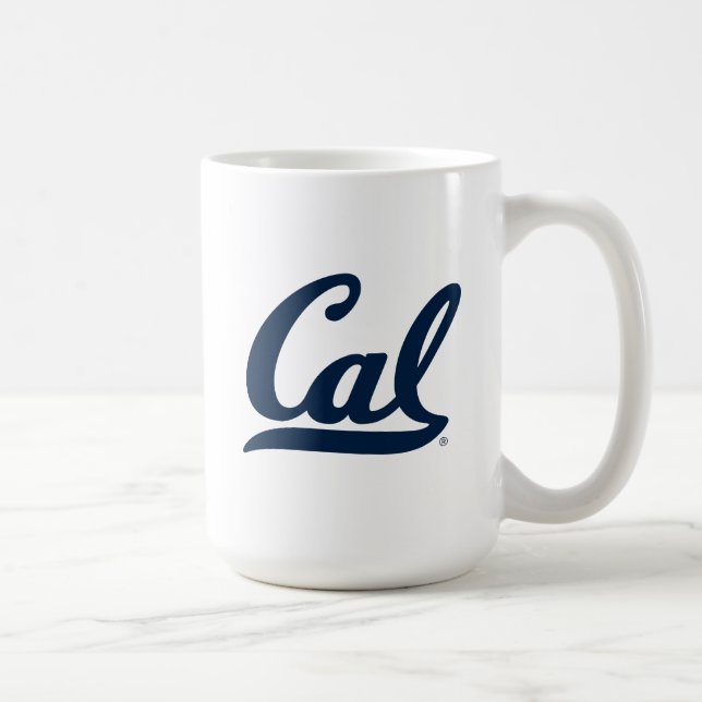 Cal Blue Script Coffee Mug (Right)