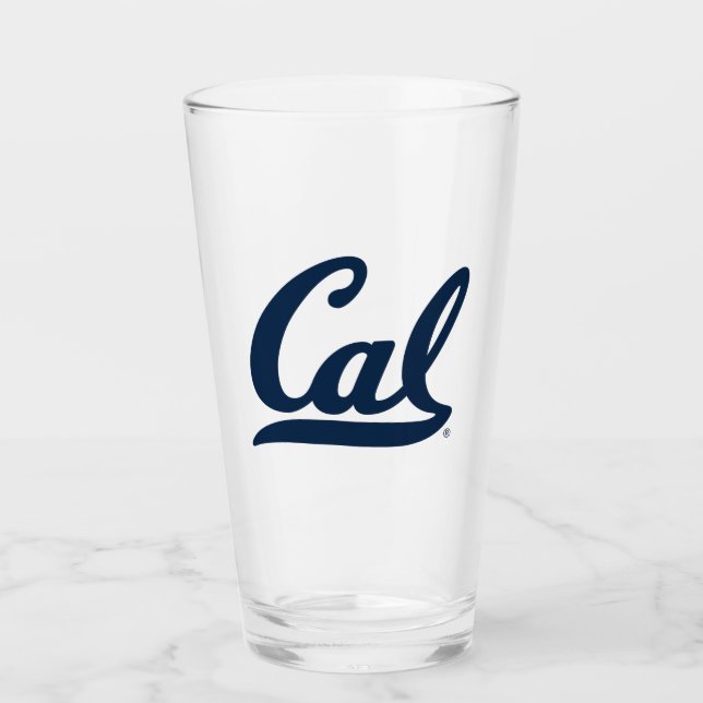 Cal Blue Script Glass (Front)