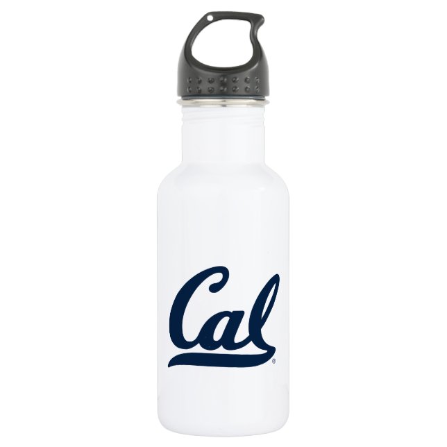 Cal Blue Script Stainless Steel Water Bottle (Front)