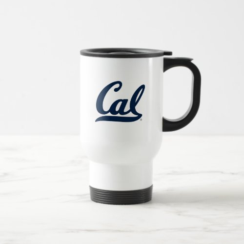 Cal Blue Script Travel Mug