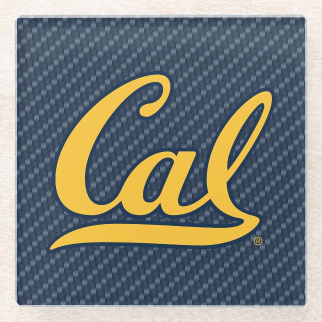 Cal Carbon Fiber Glass Coaster (Front)