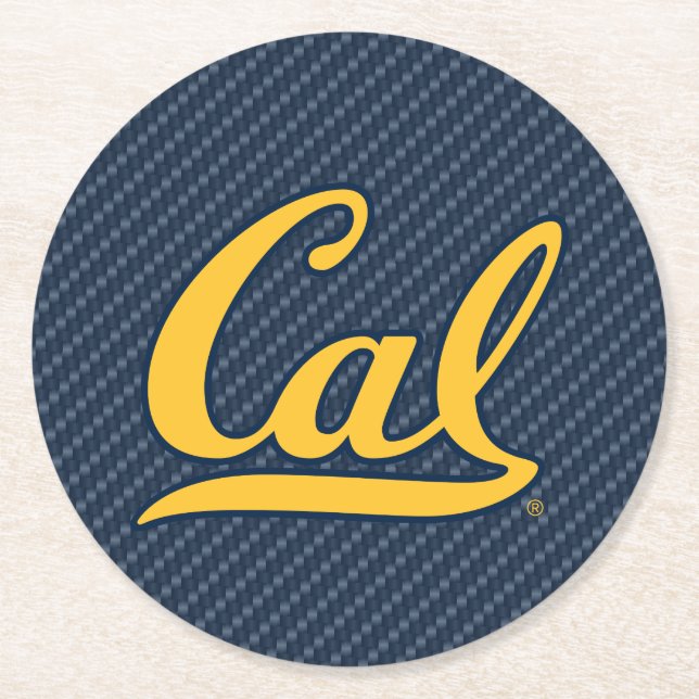 Cal Carbon Fiber Round Paper Coaster (Front)