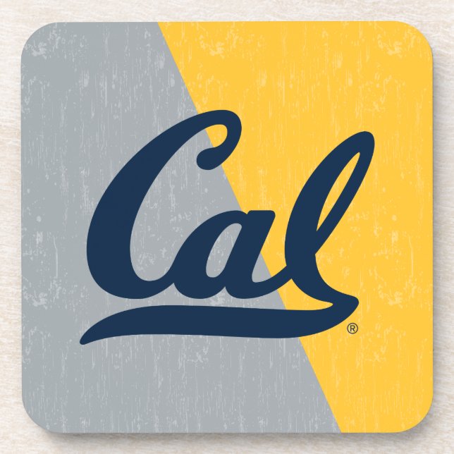 Cal Distressed Color Block Beverage Coaster (Front)