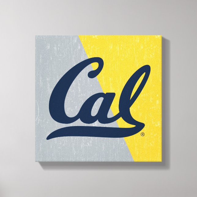 Cal Distressed Color Block Canvas Print (Front)