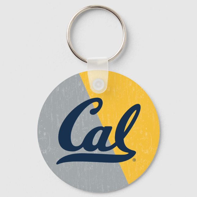 Cal Distressed Color Block Keychain (Front)