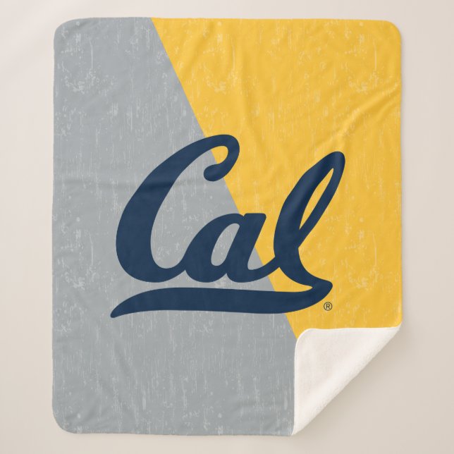 Cal Distressed Color Block Sherpa Blanket (Front)