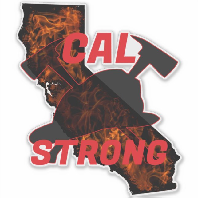 CAL FIRE STRONG AX HELMET Red  Sticker (Front)