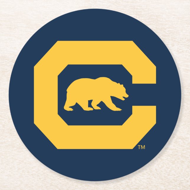 Cal Gold C With Bear Round Paper Coaster (Front)