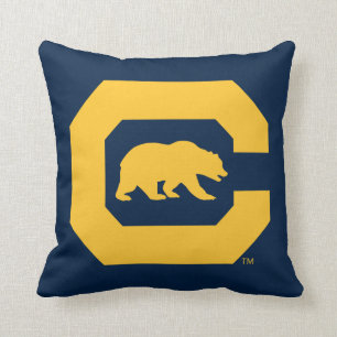 Cal Gold C With Bear Throw Pillow