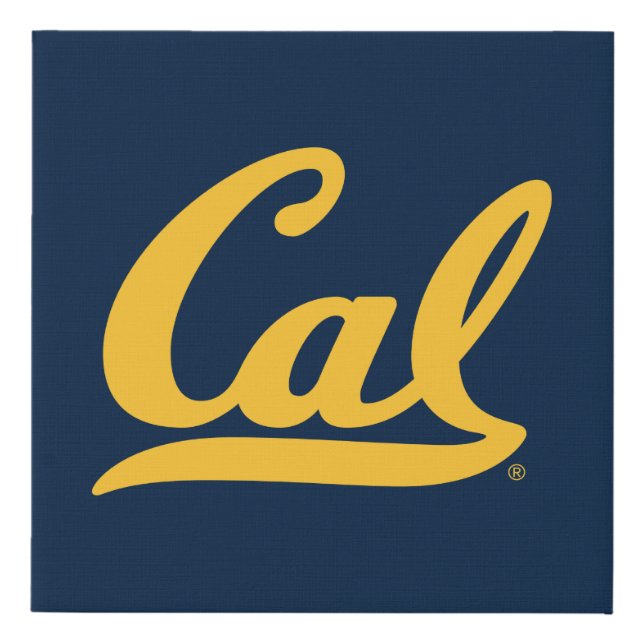 Cal Gold Script Faux Canvas Print (Front)