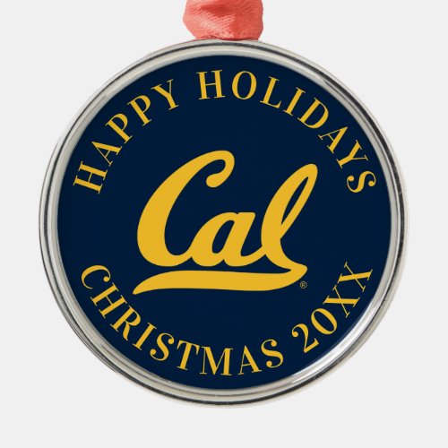 Cal Gold Script Metal Ornament