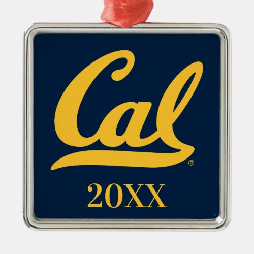 Cal Gold Script Metal Ornament