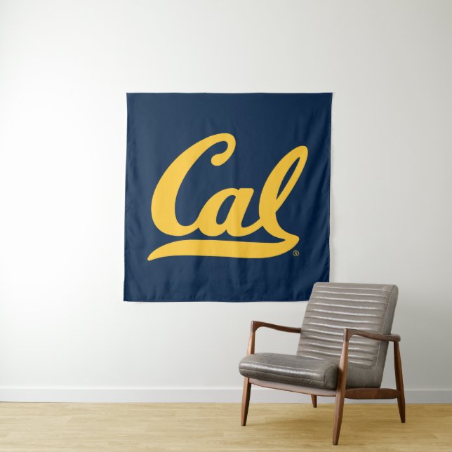 Cal Gold Script Tapestry (In Situ)