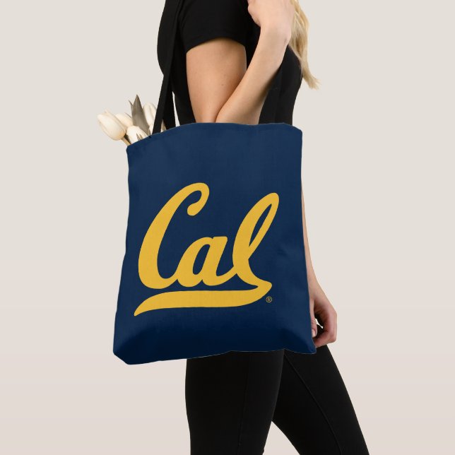 Cal Gold Script Tote Bag (Close Up)