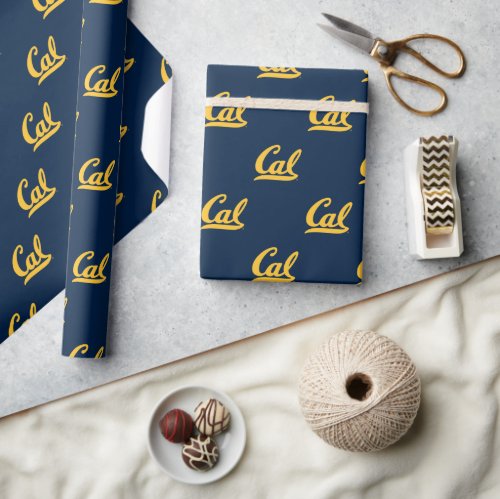 Cal Gold Script Wrapping Paper