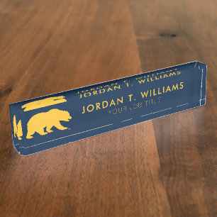Cal Golden Bear Desk Name Plate