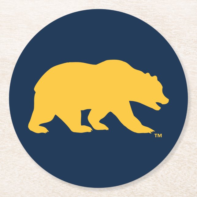 Cal Golden Bear Round Paper Coaster (Front)