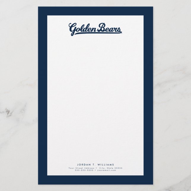 Cal Golden Bears Blue Script Stationery (Front)