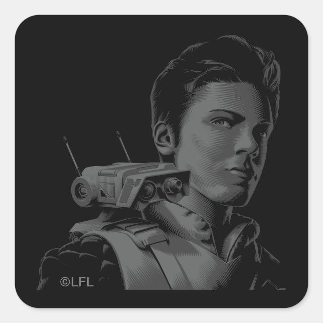 Cal Kestis & BD-1 Outline Square Sticker (Front)