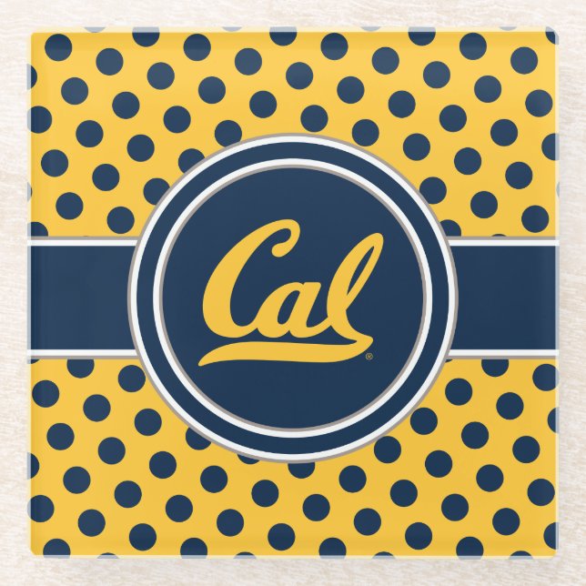 Cal Polka Dots Glass Coaster (Front)