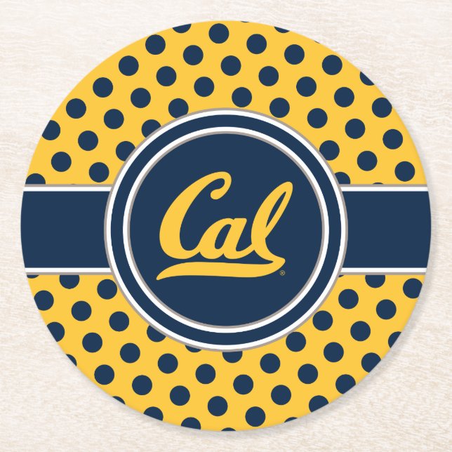 Cal Polka Dots Round Paper Coaster (Front)