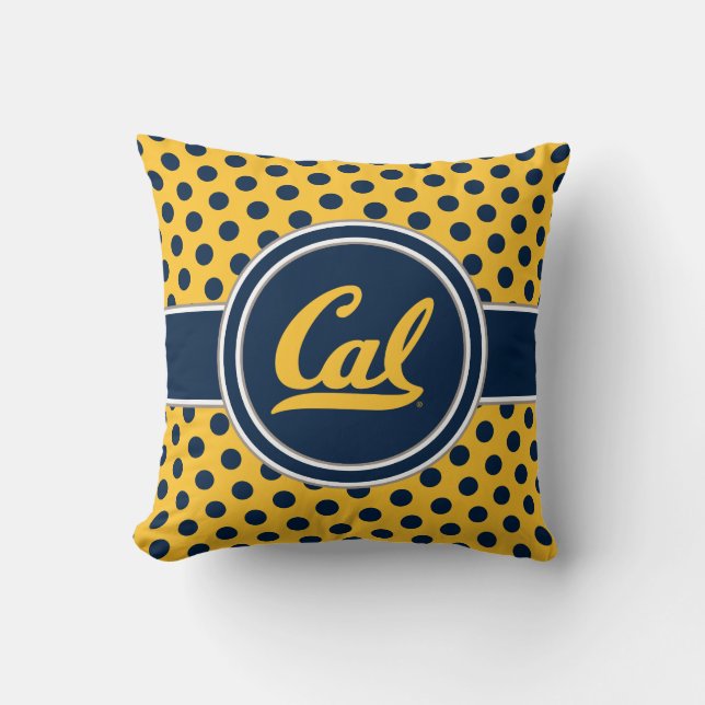 Cal Polka Dots Throw Pillow (Front)