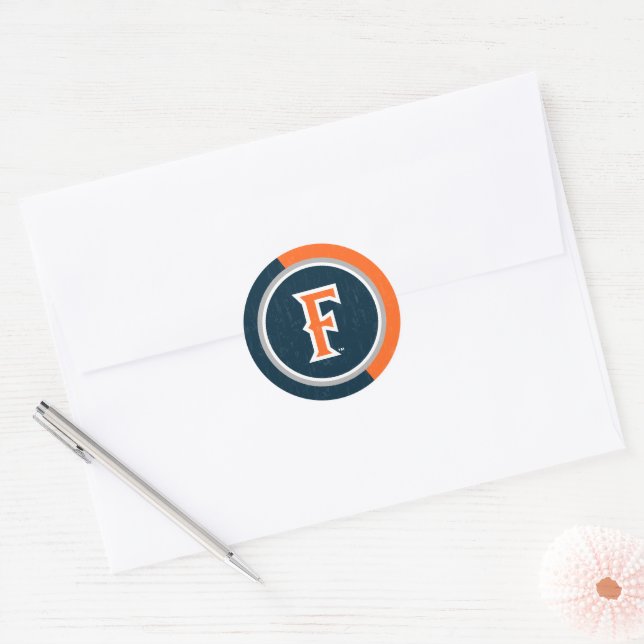 Cal State Fullerton Color Block Distressed Classic Round Sticker (Envelope)