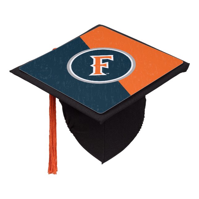 Cal State Fullerton Color Block Distressed Graduation Cap Topper (Angled)