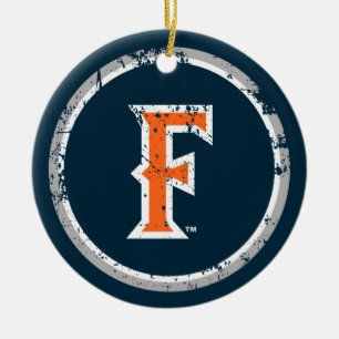 Cal State Fullerton F Distressed Ceramic Ornament