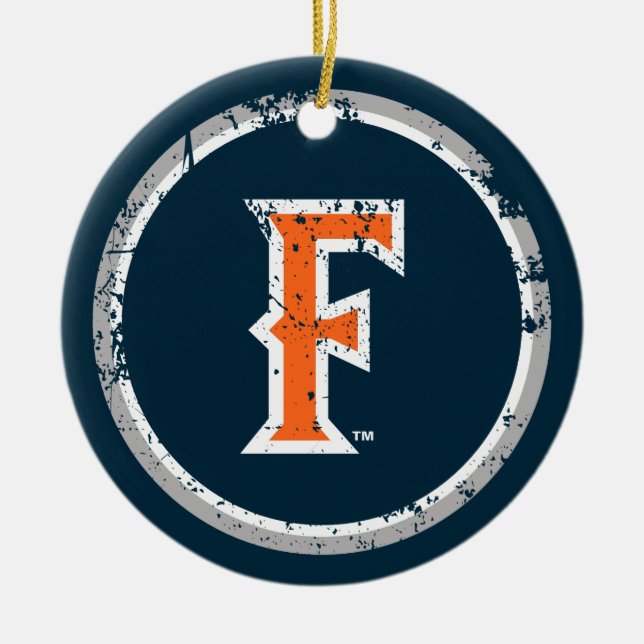 Cal State Fullerton F Distressed Ceramic Ornament (Front)