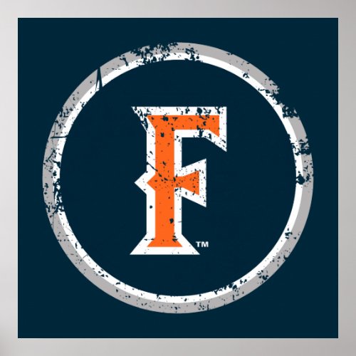 Cal State Fullerton F Distressed Poster