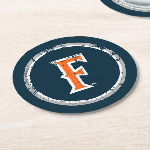 Cal State Fullerton F Distressed Round Paper Coaster