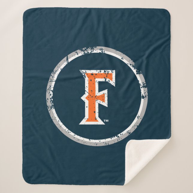 Cal State Fullerton F Distressed Sherpa Blanket (Front)