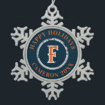 Cal State Fullerton F Distressed Snowflake Pewter Christmas Ornament<br><div class="desc">Check out these Cal State Fullerton designs! Show off your Cal State pride with these new University products. These make the perfect gifts for the Fullerton student, alumni, family, friend or fan in your life. All of these Zazzle products are customizable with your name, class year, or club. Go Cal!...</div>