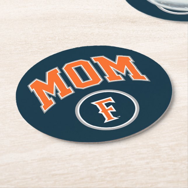 Cal State Fullerton Mom Round Paper Coaster (Angled)