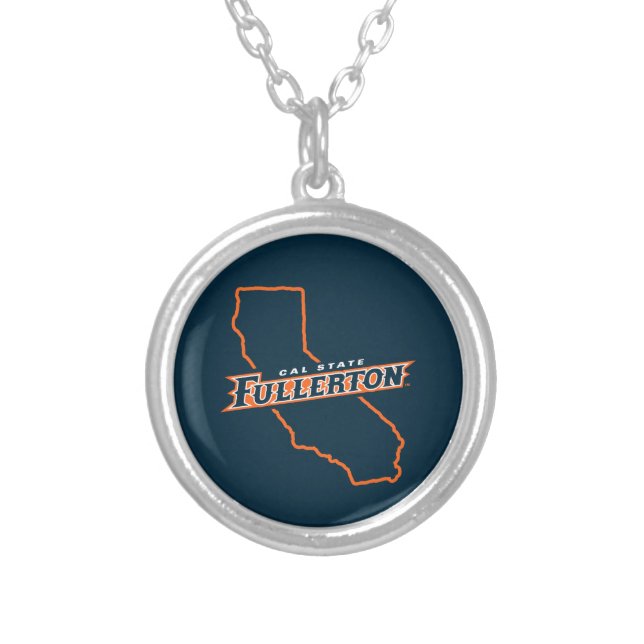 Cal State Fullerton State Love Silver Plated Necklace (Front)