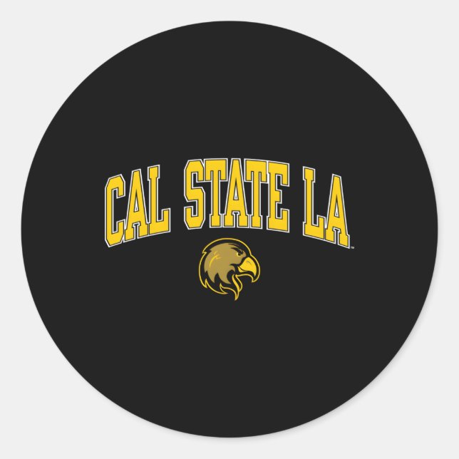 Cal State Los Angeles Golden Eagles Arch Over Classic Round Sticker (Front)