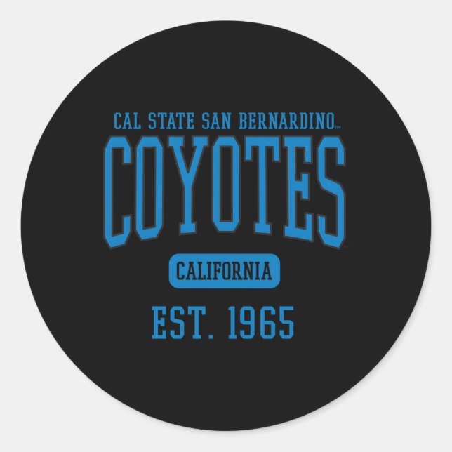 Cal State San Bernardino Csusb Coyotes Est Date Classic Round Sticker (Front)