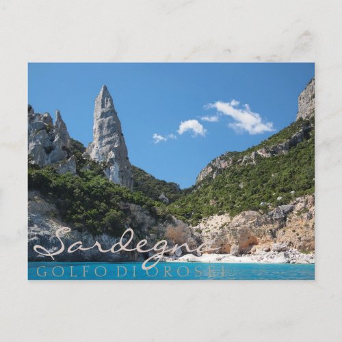 Cala Goloritze beach Sardinia text postcard