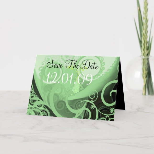 Cala Lilly Green Swirls - Customized Invitation (Front)