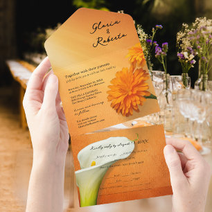 Cala Lily & Marigolds All in One Mexican Wedding All In One Invitation