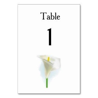 Cala Lily Modern Simple Elegant Wedding Ideas Table Number