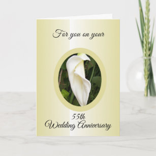 Cala Lily Personalised 55th Wedding Anniversary Card
