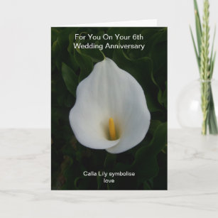 Cala Lily Personalised 6th Wedding Anniversary Card